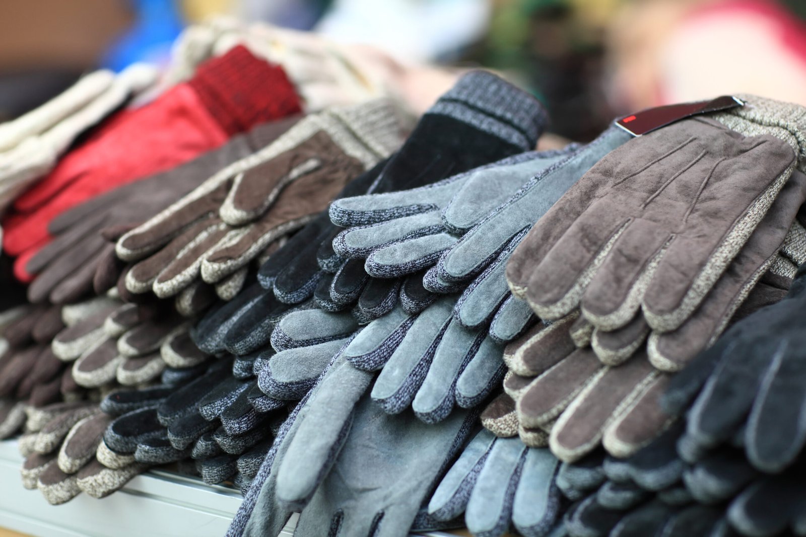 Collection of gloves in store