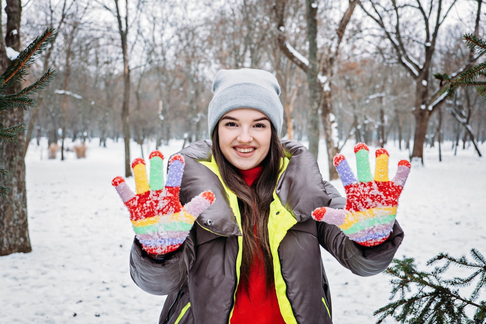 Couple enjoying outdoor winter activities