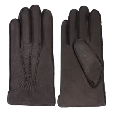 Leather gloves with outsewing