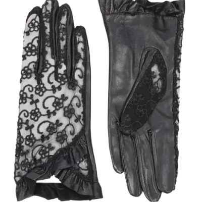 Lace leather gloves